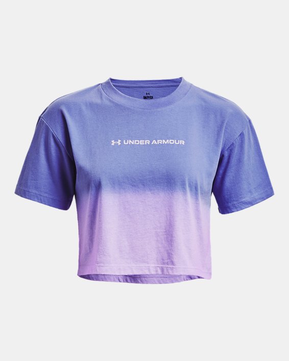 Camiseta de manga corta UA Branded Dip Dye Crop para mujer, Blue, pdpMainDesktop image number 4